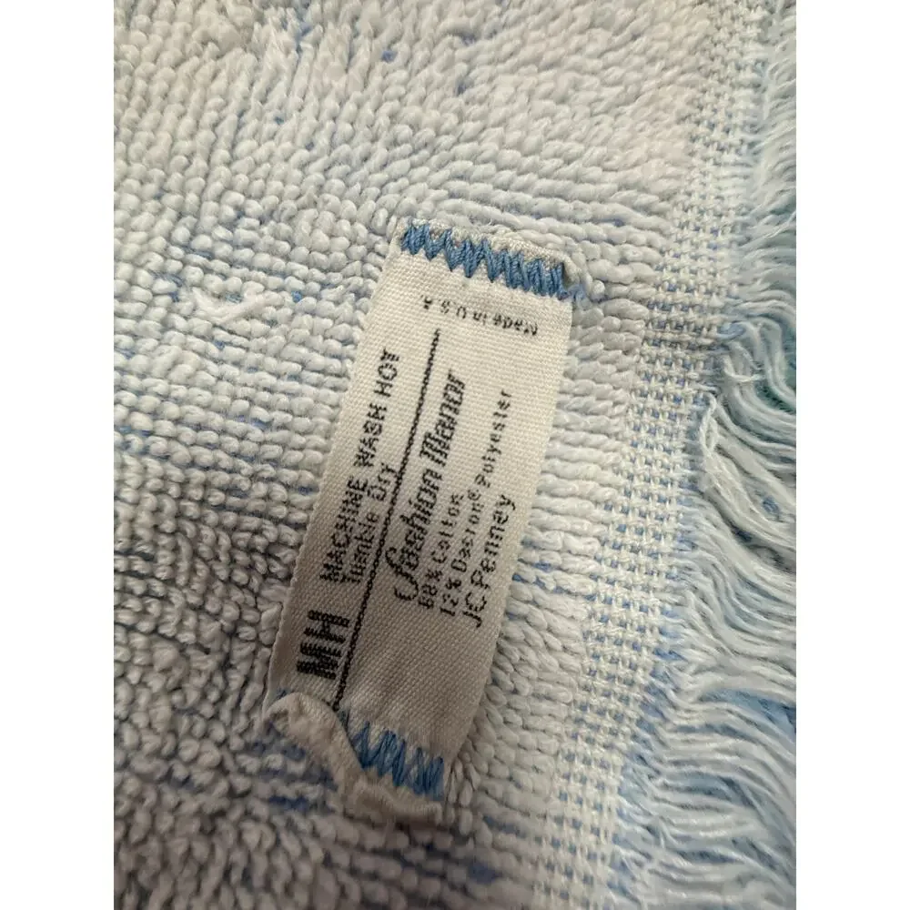 Vintage Blue Floral Fringe Hand Towel Cottage Bathroom Guest Decor 16x23 READ